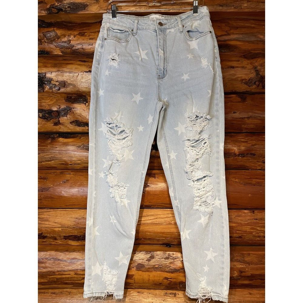 True Craft Distressed Mom Jeans With Stars Size 15R